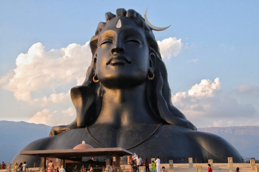 Majestic Adi yogi Shiv Statue at Isha Foundation, Coimbatore, symbolizing divine energy and meditation which is also at peak on Mahashivratri.