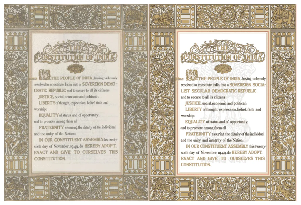 Preamble of the Constitution of India, Original and current 