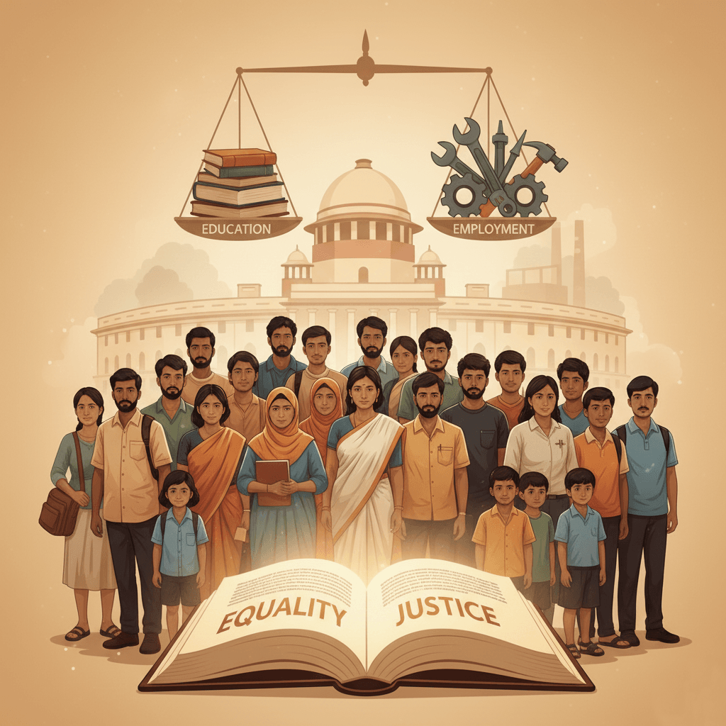 A intro image for a blog on Reservation In India Generated by AI only for the purpose of Designing the blog
